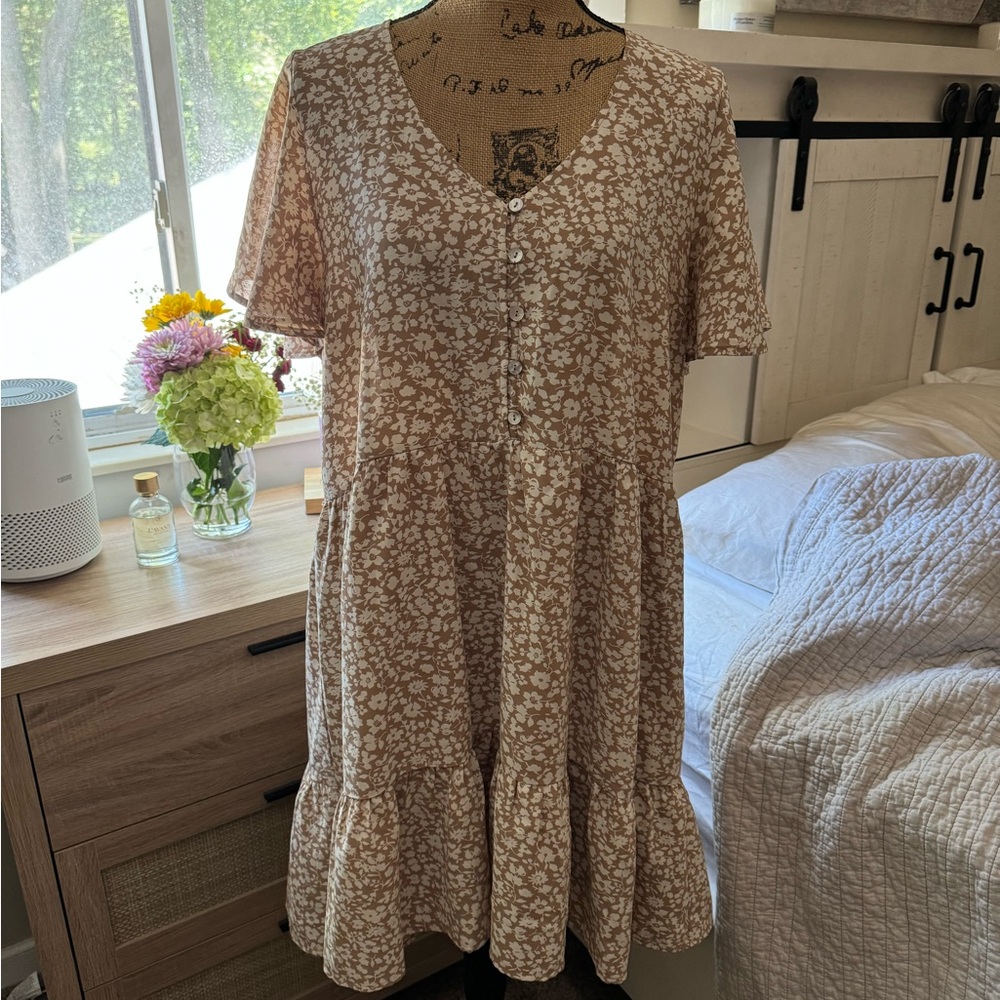 JODIFL Babydoll Floral Tiered Dress